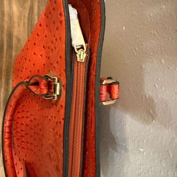 Brand New Le Miel Orange Handbag PETA approved Vegan.  Alligator / Ostrich print - Picture 5 of 16